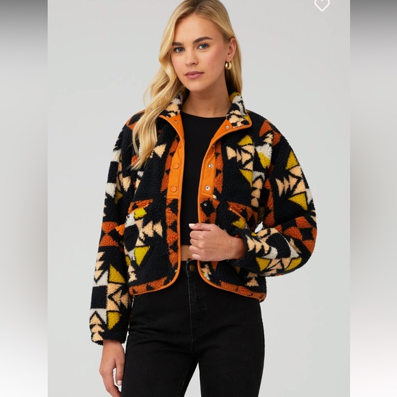 Free People Jackets & Blazers - NWT FREE PEOPLE-Rocky Ridge Fleece Aztec Jacket Night Sky SIZE EXTRA SMALL